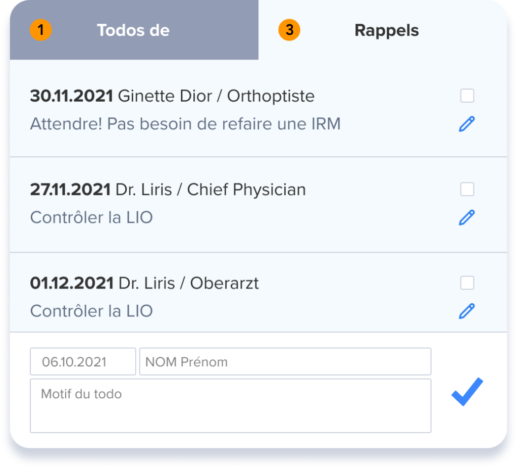 Capture d'écran - Tâches et rappels